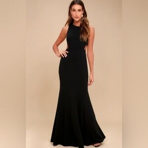 Lulu's Maxi Dress Black Cutout Mermaid Long Cocktail Formal Prom Evening Gown